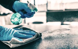Professional sanitizing in Nepal service team at work in a Kathmandu home