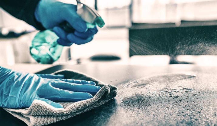 Professional sanitizing in Nepal service team at work in a Kathmandu home