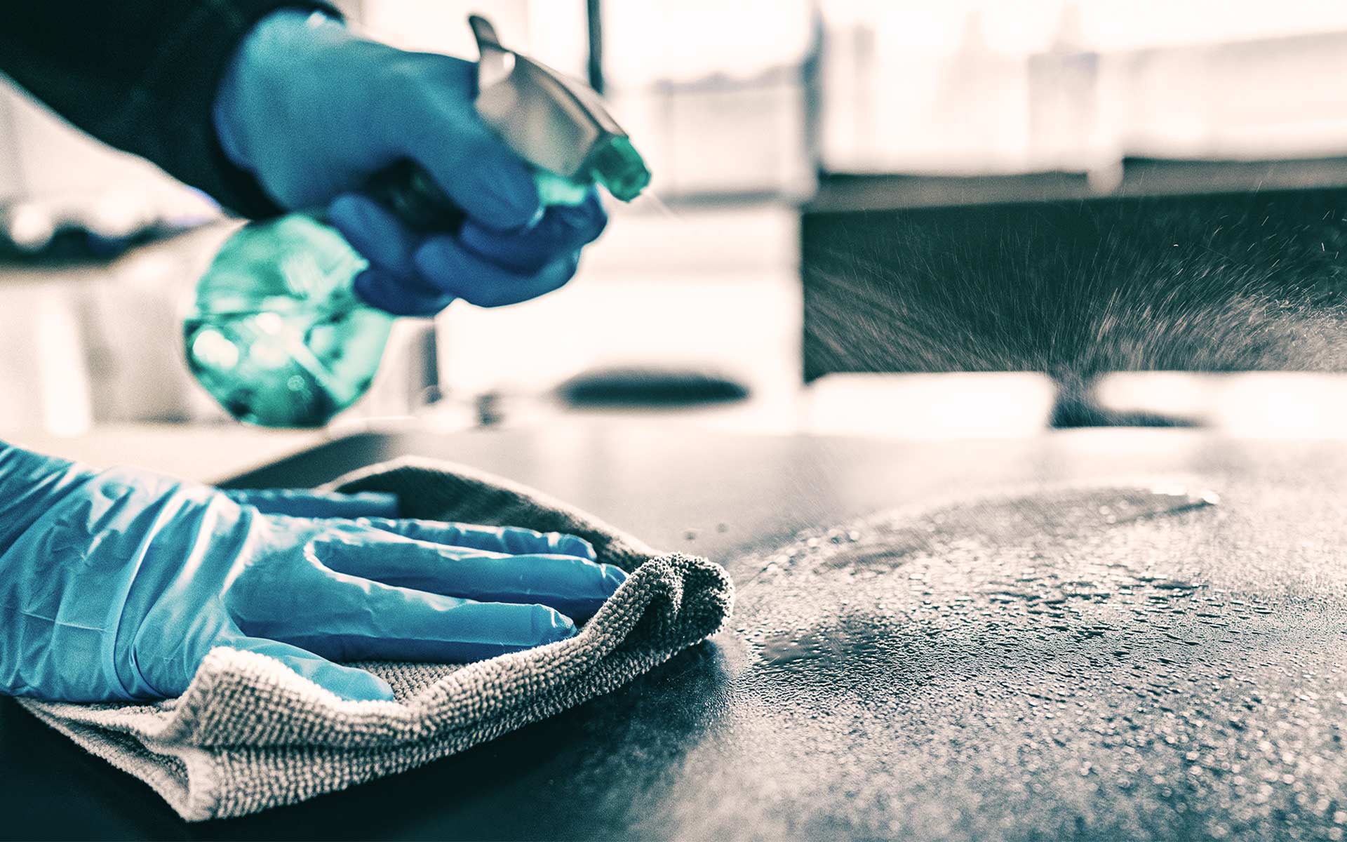Professional sanitizing in Nepal service team at work in a Kathmandu home
